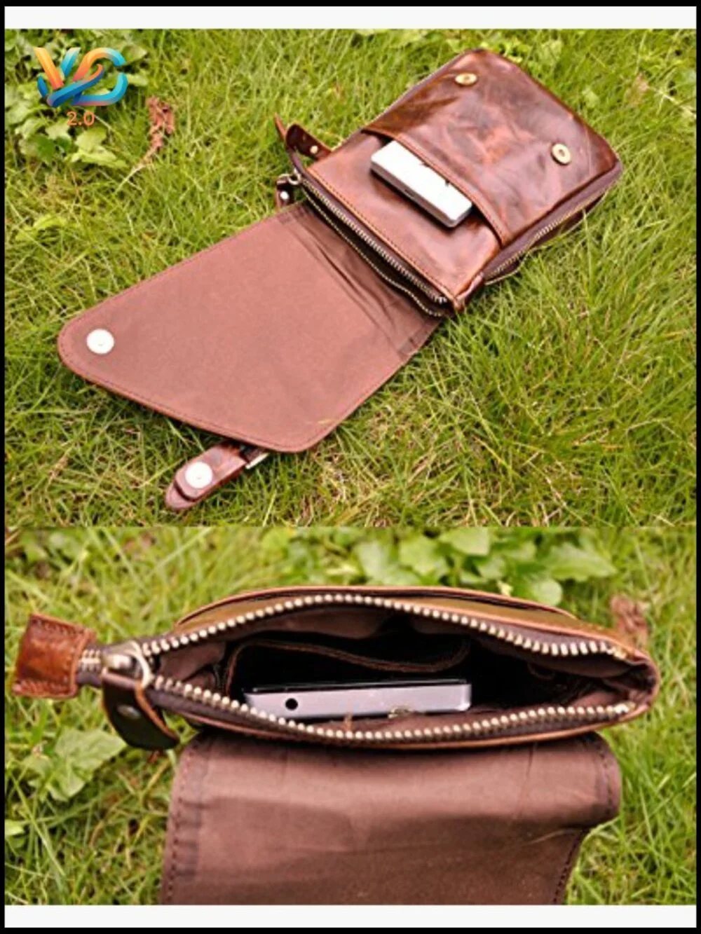 Genuine Leather Small Messenger Bag Adjustable Strap Crossbody Waist Pack